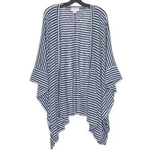 Liz Claiborne Kimono Cardigan Coastal Grandma Minimalist Nautical Beachy Blue 1X